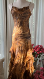Retro Sparkling Sequin Beaded Elegant Design A-line Romantic Chiffon Evening Dress Prom Dress HZ0319