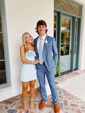 Blue Rose Strapless Sheath Short Party Dress Homecoming Dress HZ0319