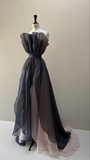 Black Strapless A-Line Chiffon Long Party Dress Prom Dress HZ0319