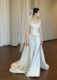 Minimalist Wedding Dress Satin Sweetheart Pleated Wedding Dress HZ0319