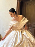Pretty Wedding Dress Off Shoulder Pleated Wedding Dress HZ0319