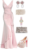 Elegant Pink V Neck Mermaid Satin Long Party Dress Vintage Evening Dress, HZ0319