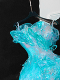 Gorgeous Sparkling Blue Beaded Sequin Mermaid Elegant Chiffon Tulle Evening Dress Prom Dresses HZ0319
