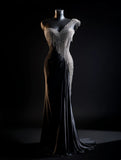 Gorgeous Satin Prom Dress One Shoulder Beading Mermaid Formal Dresses Gala Gown Evening Dress HZ0319