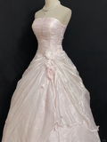 Light Pink Strapless A-Line Birthday Dress Long Evening Party Ball gown, HZ0319