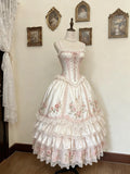 Sweet Ball Gown Straps Pleated Tiered Prom Dresses Evening Gala Gown Quinceanera Dress HZ0319