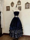 Pretty Prom Dress Navy Strapless Pleated Formal Dresses Evening Dress Gala Gown HZ0319
