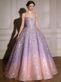 Gorgeous Ball Gown Ombre Spaghetti Straps Pleated Prom Dresses Quinceanera Dress Evening Gala Gown HZ0319