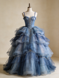 Stunning Ball Gown Sweetheart Pleated Tulle Prom Dresses Quinceanera Dress Evening Gala Gown HZ0319