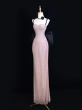 Elegant Pink Spaghetti Straps Mermaid Long Party Dress Evening Gown HZ0319