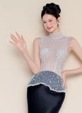 Elegant Prom Dress High Collar Beading Gala Dress Evening Gown Cocktail Party Outfits HZ0319