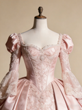 Elegant Ball Gown Light Pink Sweetheart Lace Prom Dresses Quinceanera Dress Evening Gala Gown HZ0319