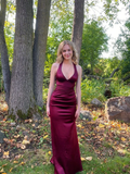 Royal Blue V Neck Mermaid Satin Long Prom Dress Party Gown HZ0319