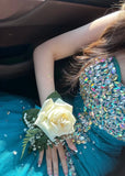 Stunning Prom Dress Sweetheart Pleated Gala Gown Tulle Crystal Evening Dress Birthday Party Outfits HZ0319