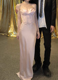 Fashion Prom Dress Light Pink Spaghetti Straps Gala Gown Birthday Party Outfits Evening Dress HZ0319