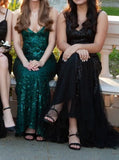 Shiny Prom Dress V-neck Sequins Mermaid Gala Gown Evening Dress Birthday Party Outfits HZ0319