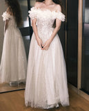Elegant Prom Dress Off Shoulder Pleated Tulle Gala Gown Party Outfits Evening Dress HZ0319