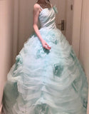 Charming Ball Gown Spaghetti Straps Tulle Evening Gala Gown Prom Dresses Quinceanera Dress HZ0319