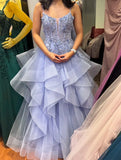 Stunning Prom Dress Spaghetti Straps Pleated Tulle Evening Dresses Gala Gown Birthday Party Outfits HZ0319