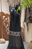 Stunning Prom Dress Black Spaghetti Straps Beading Birthday Party Outfits Evening Dresses Gala Gown HZ0319