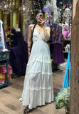 Elegant Prom Dress White V-neck Pleated Long Cocktail Outfits Evening Dress Gala Gown HZ0319