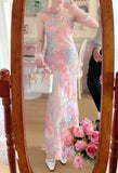 New Arrival Prom Dress Spaghetti Straps Print Evening Dress Long Cocktail Outfits Gala Gown HZ0319