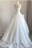 Elegant White Strapless A-Line Chiffon Long Wedding Dress HZ0319