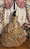 Retro Straps A-Line Printed Tulle Long Formal Evening Gown Birthday Ball Gown, HZ0319