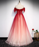 Burgundy Off Shoulder Tulle Long Prom Dress Burgundy Formal Dress HZ0319