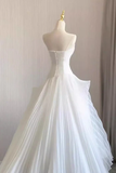 Elegant White Strapless A-Line Chiffon Long Wedding Dress HZ0319