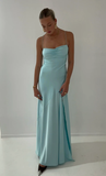 Spaghetti Straps Yellow Long Sheath Prom Dress With Slit HZ0319