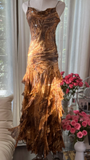 Retro Sparkling Sequin Beaded Elegant Design A-line Romantic Chiffon Evening Dress Prom Dress HZ0319
