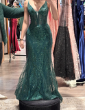 Charming Prom Dress Dark Green Spaghetti Straps Evening Dress Long Cocktail Outfits Gala Gown HZ0319