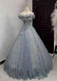 Elegant Ball Gown Off Shoulder Pleated Tulle Quinceanera Dress Evening Dress Gala Prom Gown HZ0319