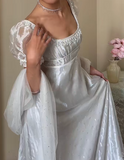 90s Retro Prom Dress Square Neck Imperial Dress Formal Gala Gown Evening Dress Party Outfits HZ0319