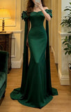 Minimalist Prom Dress Dark Green Off Shoulder Mermaid Gala Gown Evening Dress Formal Outfits HZ0319