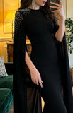 Elegant Prom Dress Black Crew Neck Mermaid Gala Gown Evening Dress Formal Outfits HZ0319