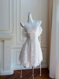 Lovely Spaghetti Straps A-Line Lace Homecoming Dress Birthday Outfits HZ0319