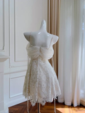 Lovely Spaghetti Straps A-Line Lace Homecoming Dress Birthday Outfits HZ0319