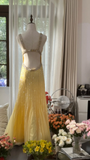 Retro Yellow Shinny Backless Design A-line Elegant Chiffon Evening Dress Prom Dress HZ0319