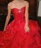 Stunning Prom Dress Red Sweetheart Pleated Gala Gown Fomal Evening Dress Graduation Dress HZ0319