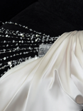 Stunning Strapless Sheath Satin Beaded Long Evening Party Dress Birthday Outfits, HZ0319
