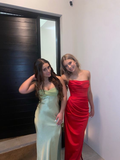 Red Strapless Sheath Long Party Dress Elegant Satin Evening Dress HZ0319