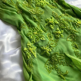 Green Spaghetti Straps Ruffles Sheath Vintage Long Party Dress HZ0319