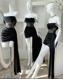 Black Straps Satin Lace Short Evening Party Dress Birthday Outfits HZ0319