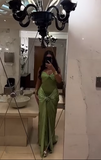 Elegant Green Sweetheart Satin Mermaid Long Formal Party Dress HZ0319