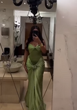 Elegant Green Sweetheart Satin Mermaid Long Formal Party Dress HZ0319