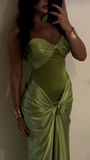 Elegant Green Sweetheart Satin Mermaid Long Formal Party Dress HZ0319