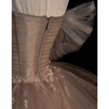 Off Shoulder A-Line Tulle Elegant Long Formal Prom Dress Ball Gown HZ0319