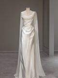 White Satin Pleats Straps Wedding Dress Elegant Party Dress HZ0319